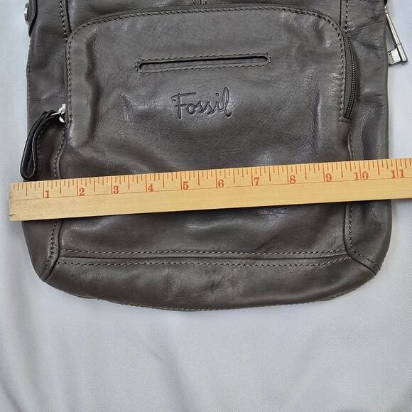 Fossil Hanover Leather Smoke Hued Crossbody Messenger Tote Bag Shoulder Purse - Picture 8 of 15